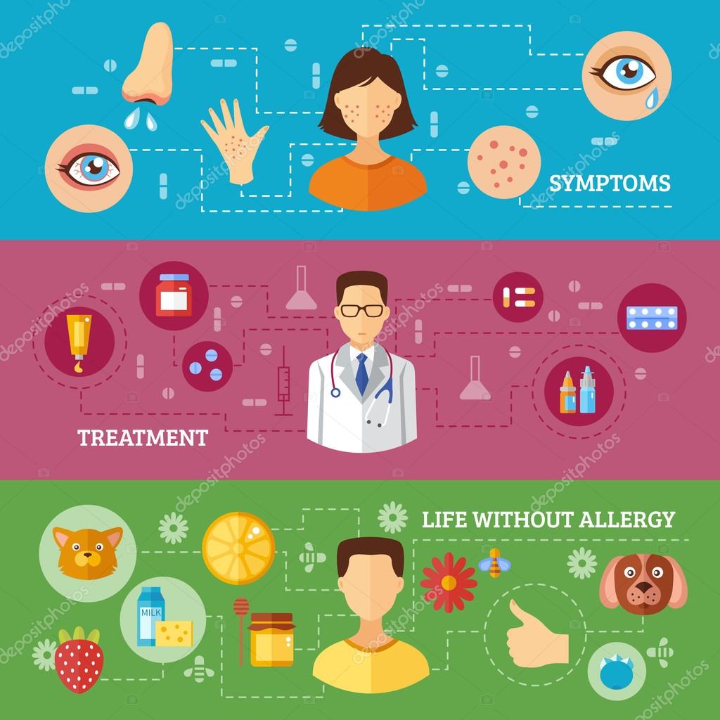 Allergy Symptoms Medical Treatment Horizontal Banners Stock