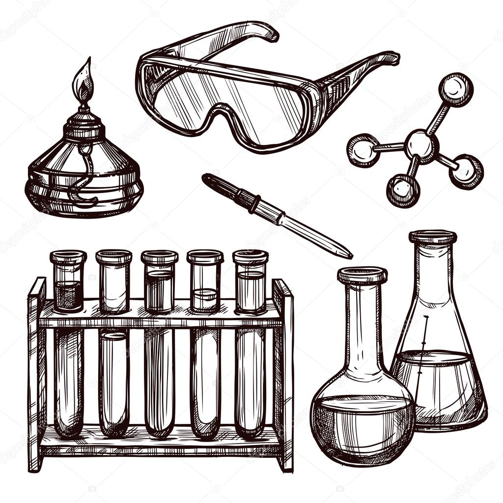 Chemistry Tools Hand Drawn Set — Stock Vector © macrovector 85506702