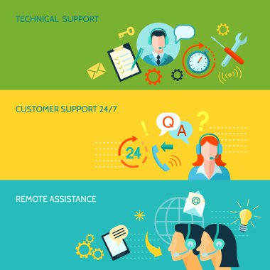Customer Support And Technical Assistance Horizontal Banners clipart