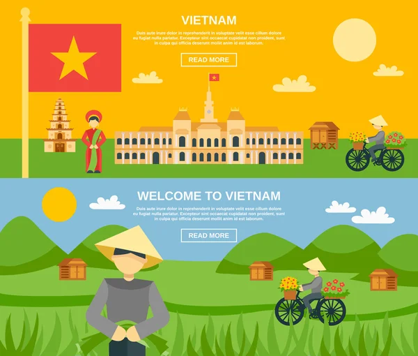 Conjunto de banner vietnam — Vetor de Stock
