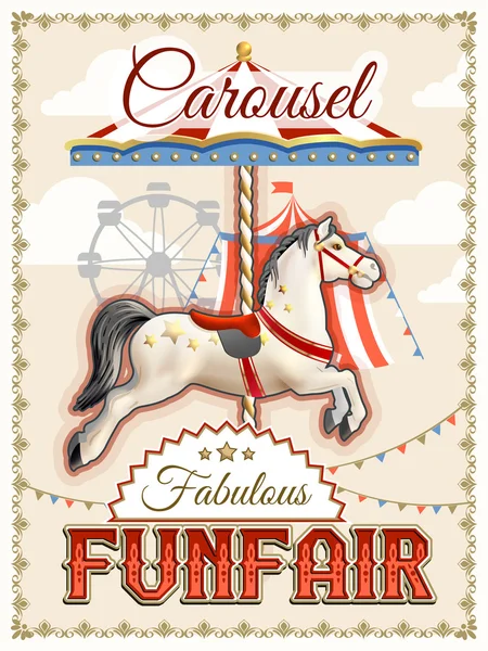 Retro Carousel Poster — Stok Vektör