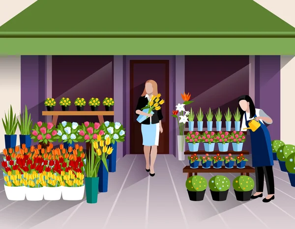 Flower shop ingången banner — Stock vektor