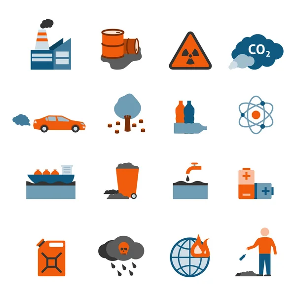 Conjunto de iconos de contaminación — Vector de stock