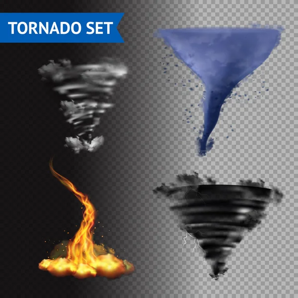 Realistico 3d Tornado Set — Vettoriale Stock
