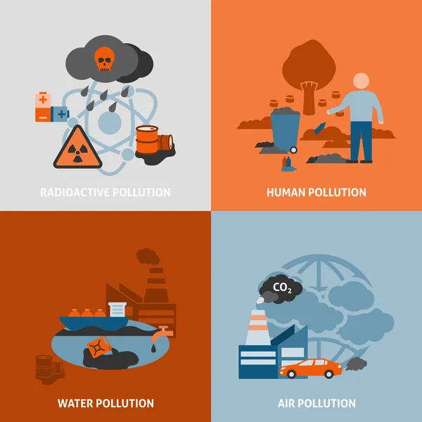 Environmental Problems Icons Set — Stock Vector