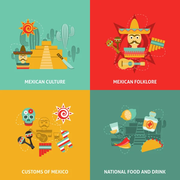 Conjunto de ícones mexicanos —  Vetores de Stock