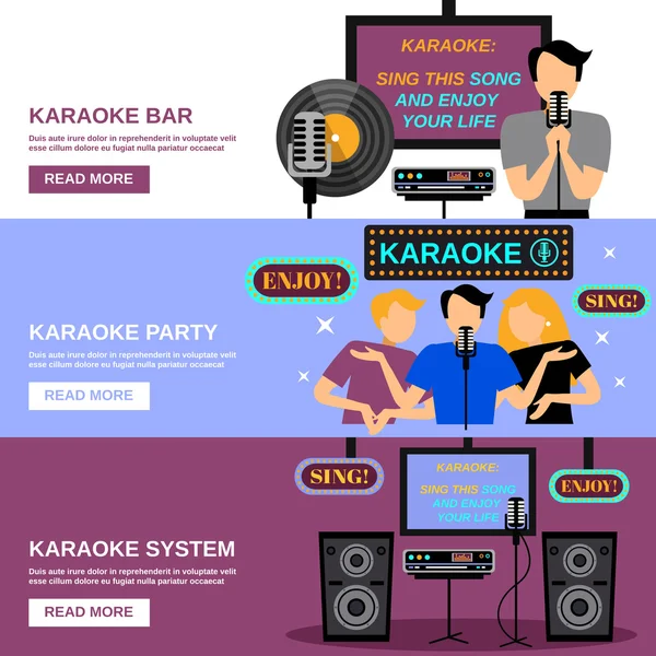 Sada bannerů Karaoke — Stockový vektor