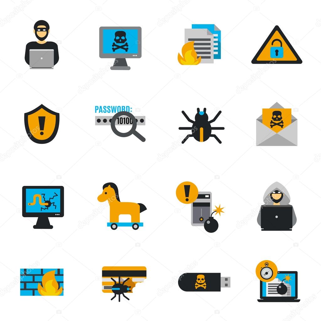 Hacker Icons Flat Set