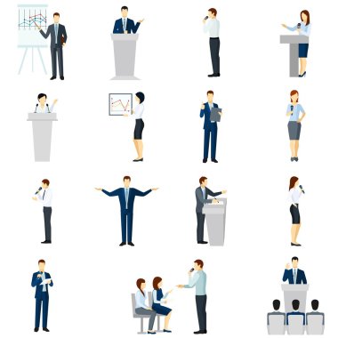 Kamu konuşan insanlar düz Icons set