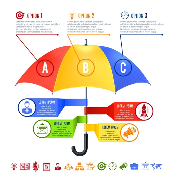 Regenschirm-Infografik Set — Stockvektor