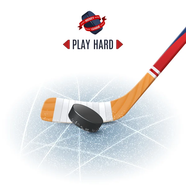 Palo y disco de hockey — Vector de stock