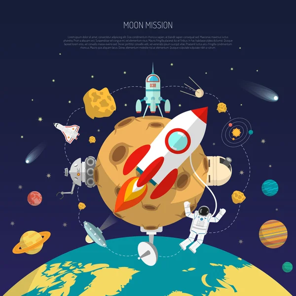 Concepto de Misión Espacial — Vector de stock