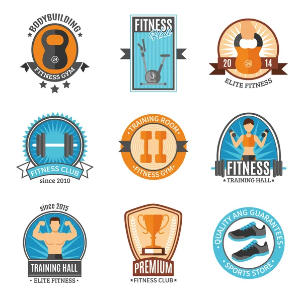 Fitness en Gym Club Badges — Stockvector