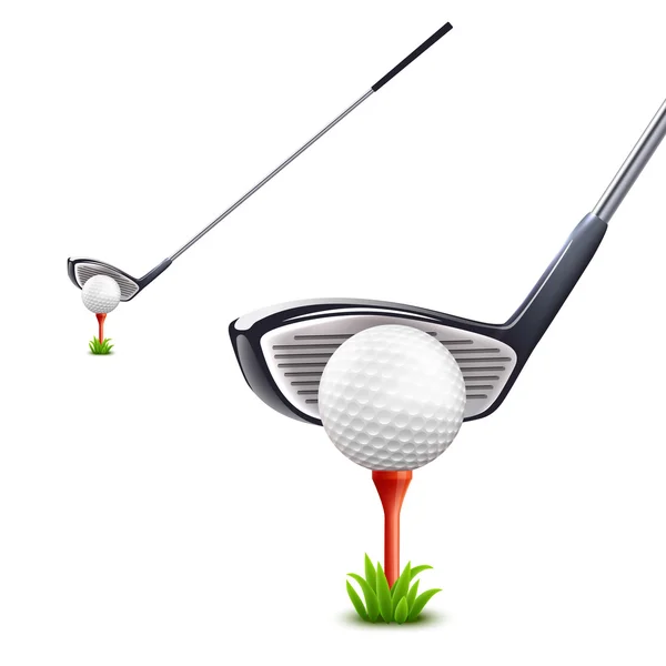 Ensemble réaliste de golf — Image vectorielle