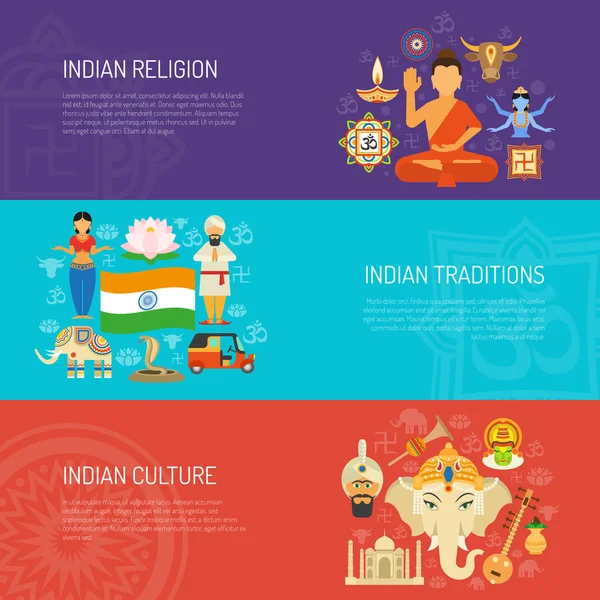 India banner conjunto — Vector de stock