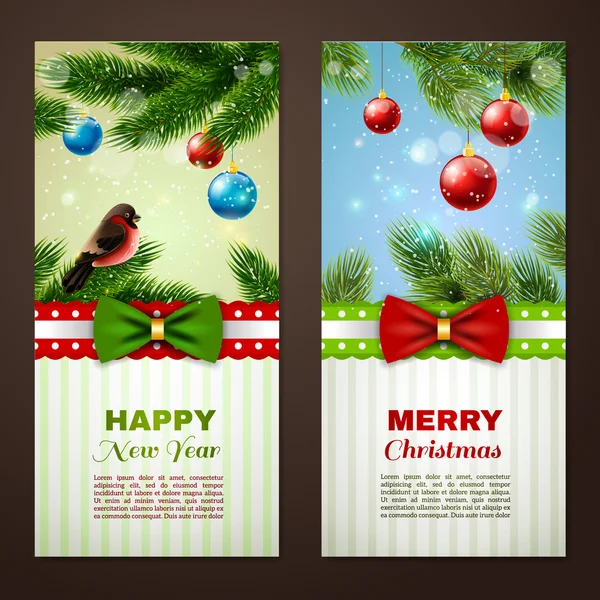 Cartões de Natal 2 banners set —  Vetores de Stock