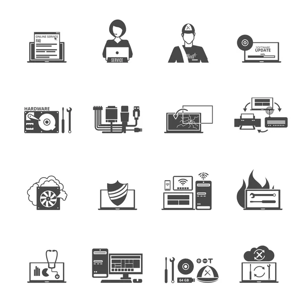 Computer service iconen set. — Stockvector