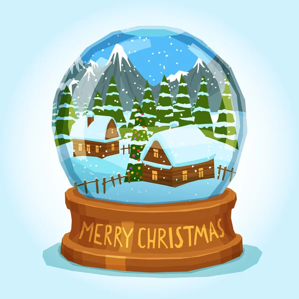 Snow Globe wesołe kartki świąteczne — Wektor stockowy