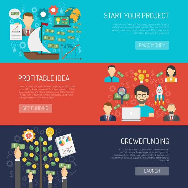 Crowdfunding Banner Set — Stock Vector