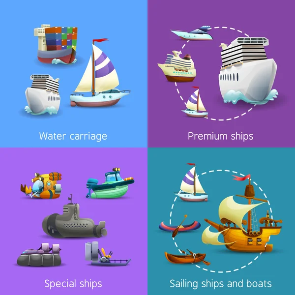 Water Transport Icons Set — Stock Vector