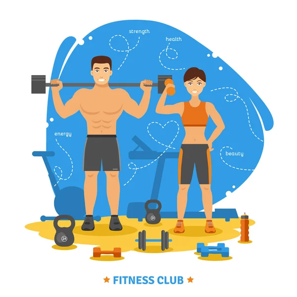 Concepto de pareja de fitness — Vector de stock