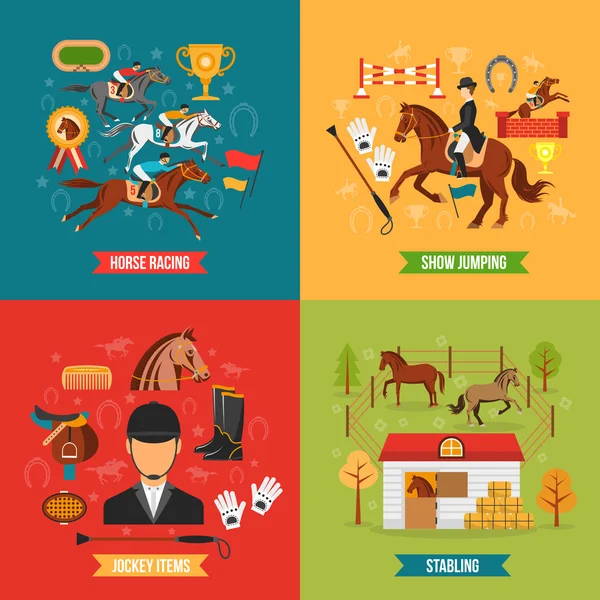 Horse Riding Design Concept Set — Stock Vector