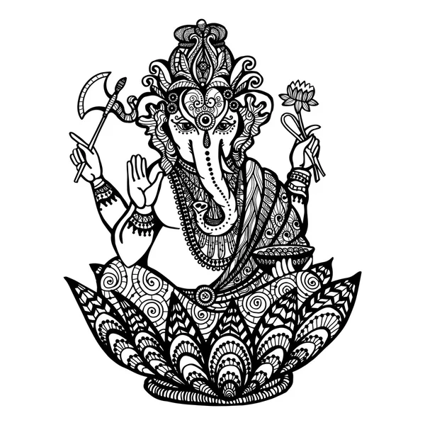 Dekorativa Ganesha Illustration — Stock vektor