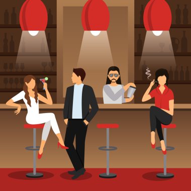 Bar düz illüstrasyon