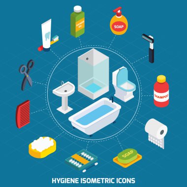 Hijyen izometrik Icons Set