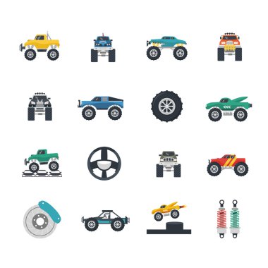 Canavar kamyon Icons Set