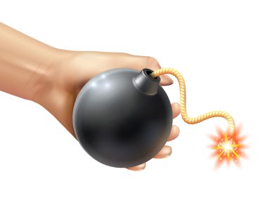 Bir bomba illüstrasyon tutan el