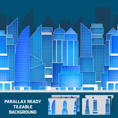 Modern gece cityscape tileable paralaks arka plan
