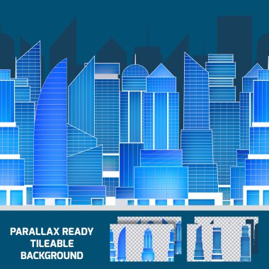 Modern night cityscape tileable parallax background clipart