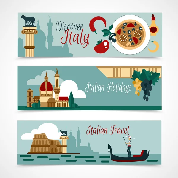Ensemble de bannière touristique Italie — Image vectorielle