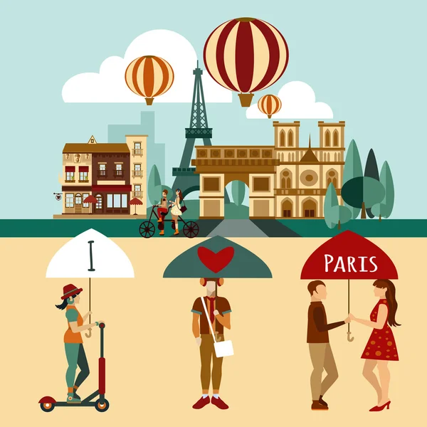 Paris Touristique Set — Image vectorielle