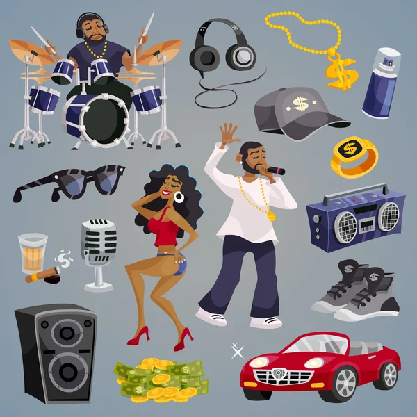 Rap elementos de música — Vector de stock