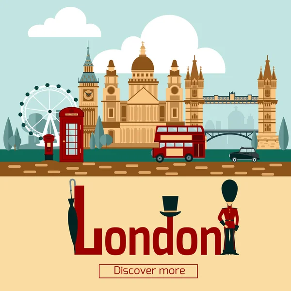 Cartaz turístico de Londres — Vetor de Stock