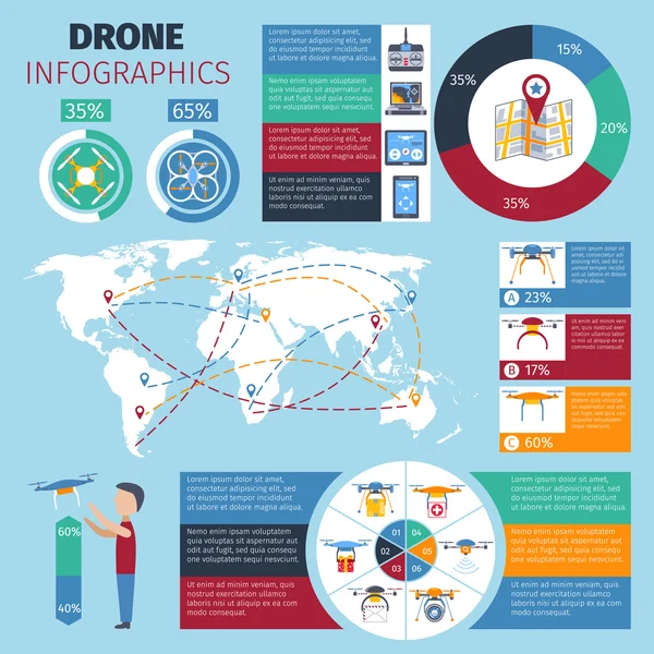 Drone Інфографіка набір — стоковий вектор