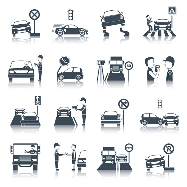 Traffic Violation Icons Set — Stock Vector