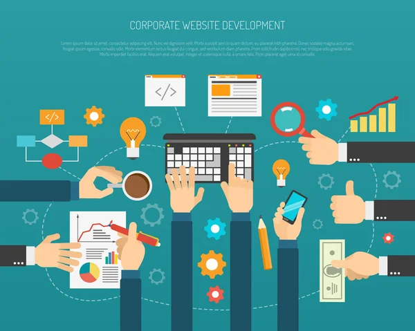 Processo de desenvolvimento do site —  Vetores de Stock