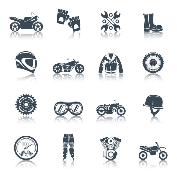 Motorfiets pictogrammen Black Set — Stockvector