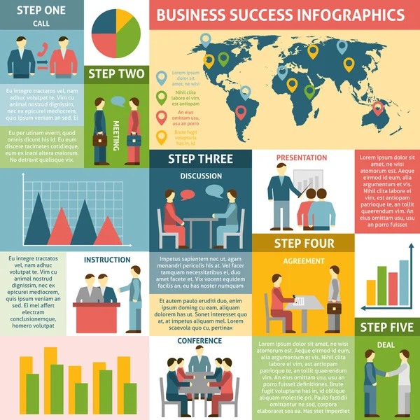 Infografía Cinco pasos para el éxito del negocio — Vector de stock
