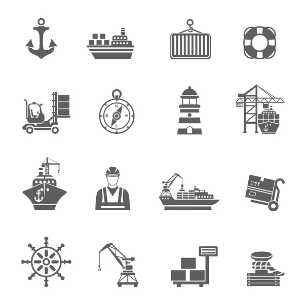 Icônes de port maritime — Image vectorielle