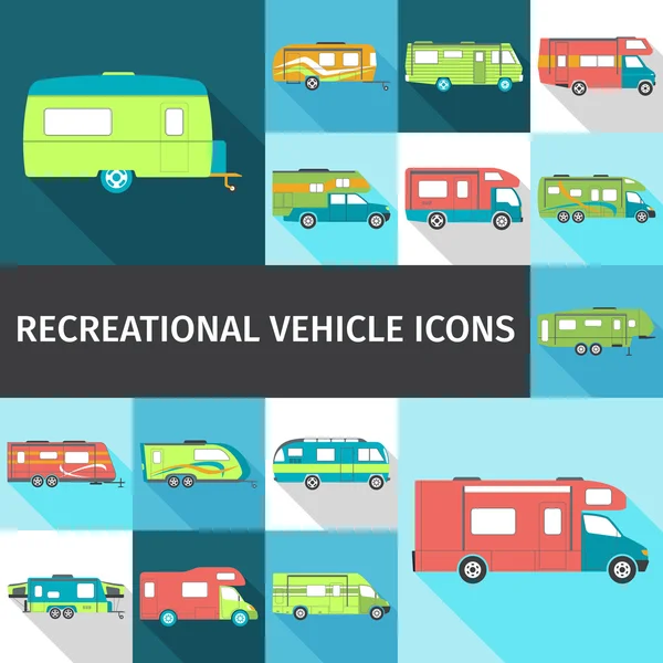 Recreational Vehicle Flat Icons — Stock Vector