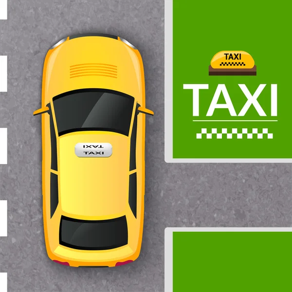 Banner amarillo de vista superior de taxi — Archivo Imágenes Vectoriales