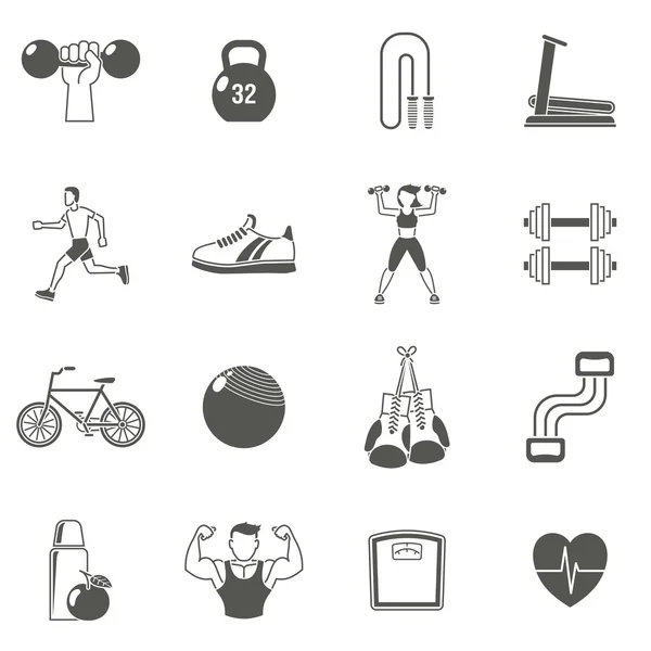 Fitness schwarze Symbole gesetzt — Stockvektor