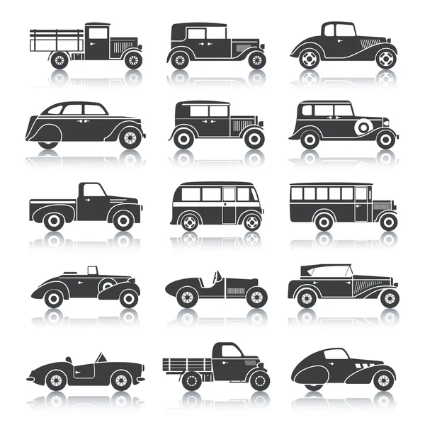 Conjunto de coches retro — Vector de stock