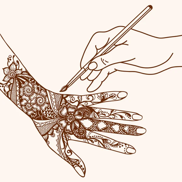 Desenho de Mão Mehendi —  Vetores de Stock