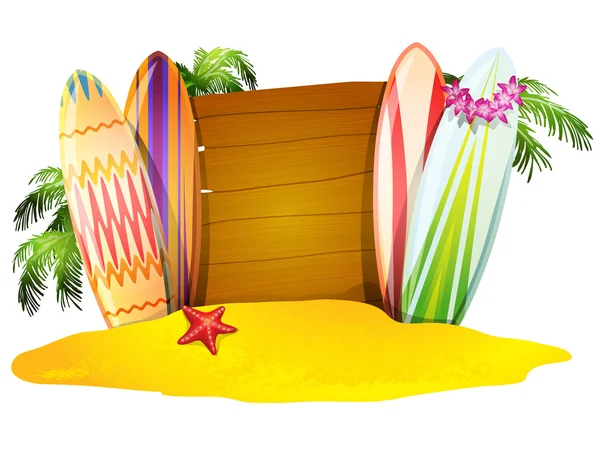 Verão férias pôster pranchas de surf Starfish — Vetor de Stock