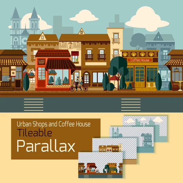 Shops Tileable Parallax — Stock Vector